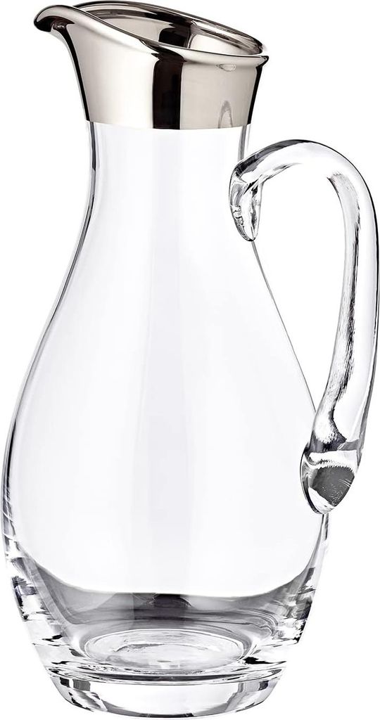 Handgeblazen Glas Wasserkaraf - 1,8L - Kristallglas - Platinarand - 30 cm