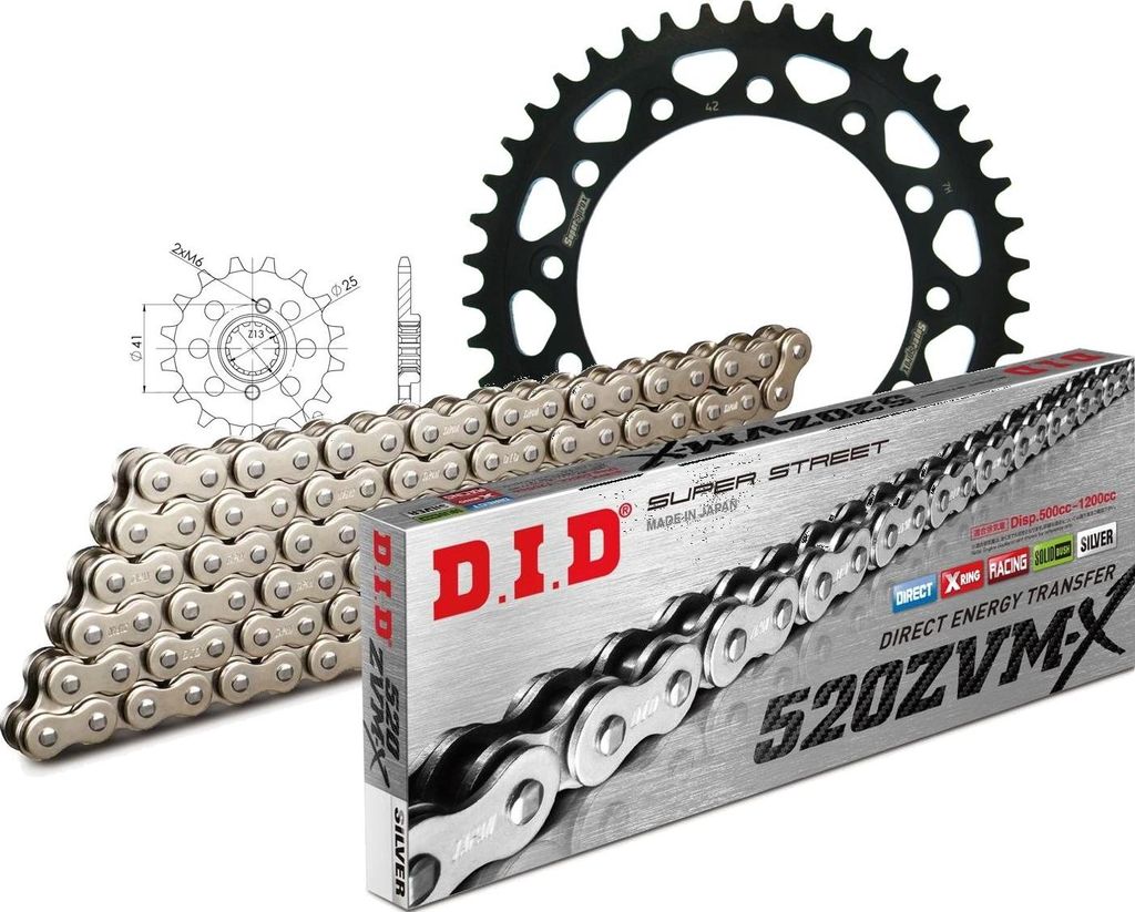 DID Kit Stahl Kompatibel mit Honda FMX650 05-07 14-42-110 DID520ZVM-X(S&S) Endlos
