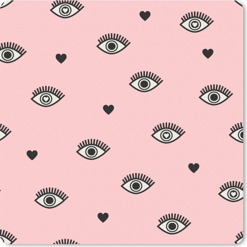 MuchoWow Mauspad Mousepad Mädchen - Augen - Rosa - Muster - Mädchen - Kinder - Kinder 30x30 cm - Mousepads - Maus Mat - Pad - Mausunterlage - G...