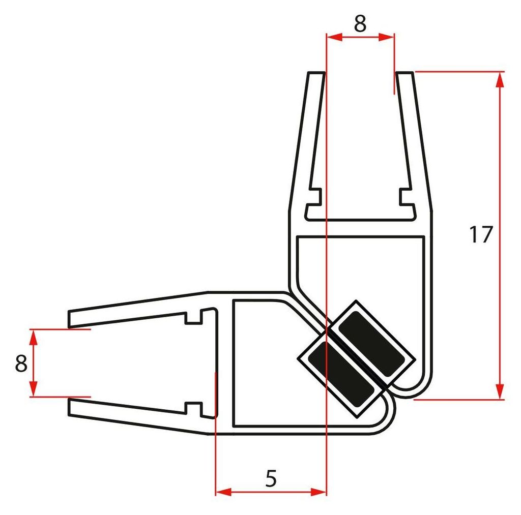 Polysan Satz 45° Magnet Dichtung für Glas 8mm, 2000mm