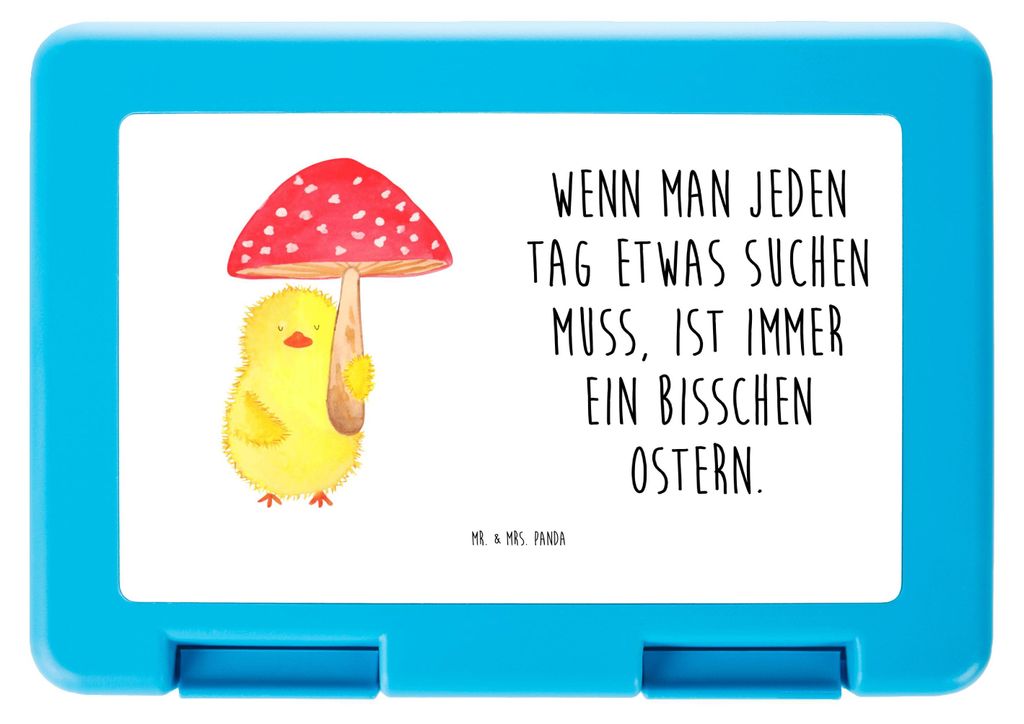 Mr. & Mrs. Panda Bento Box Küken Fliegenpilz - Weiß - Geschenk, Vorratsdose, Ostern, Glückspilz, Lunchbox, Bentobox, Vorratsbehälter, Frohe, Sn...