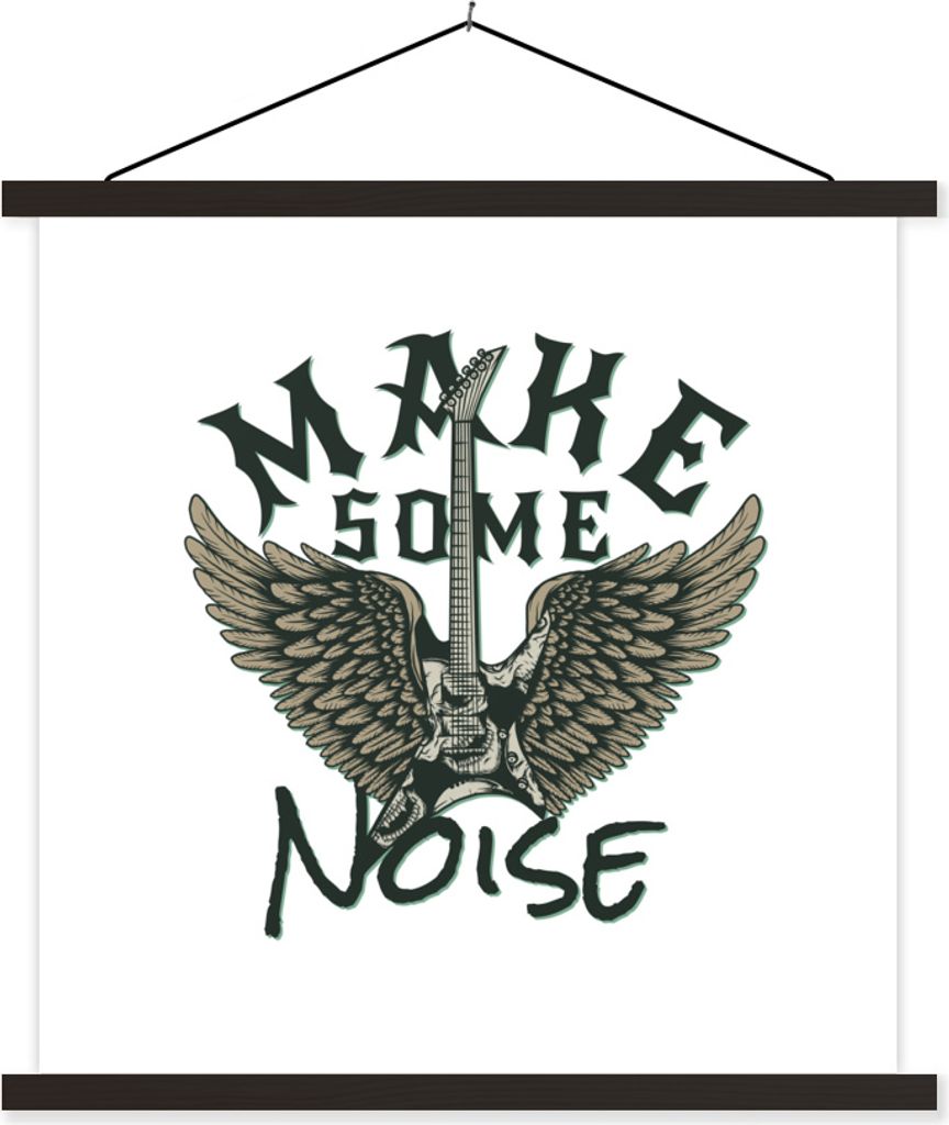 MuchoWow Textilposter Mach mal Lärm' - Sprichwörter - Vintage - Zitate 40x40 cm mit schwarzem Rahmen - Fotos