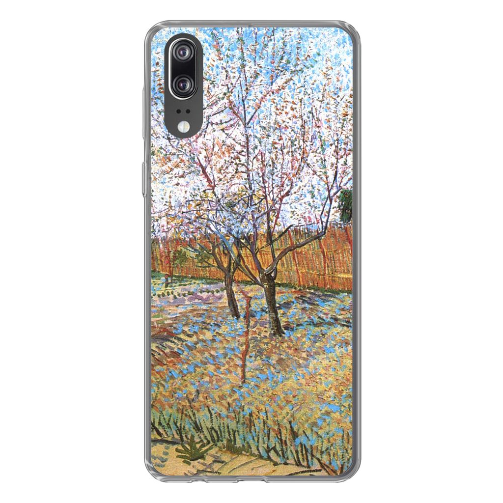 MuchoWow Handyhülle Schutzhülle Hülle für Huawei P20 Blühender Pfirsichbaum - Vincent van Gogh Silikon Softcase Handy Hülle - Hardcover