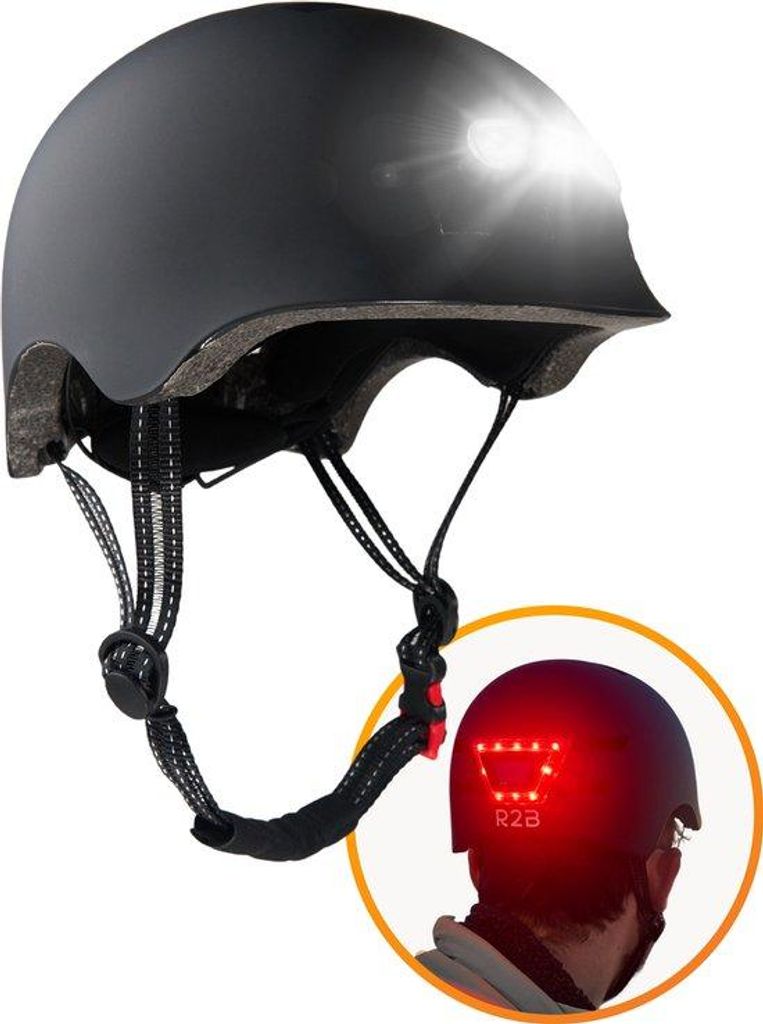 R2B R2B Fahrradhelm Erwachsene - LED-Beleuchtung - Größe M - 52-56 cm - Fahrradhelm Damen - Fahrradhelm Herren - Elektrofahrrad - Fahrradhelm - A...