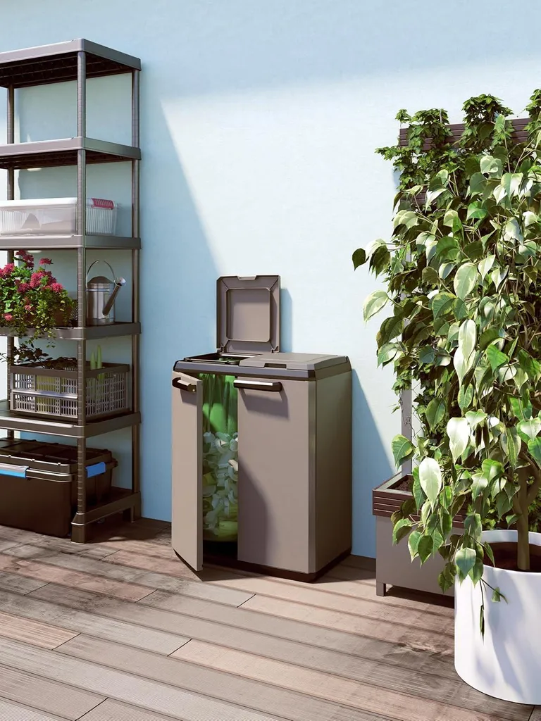 Station de recyclage double Split Basic 68 cm grise ouverture manuelle - 3