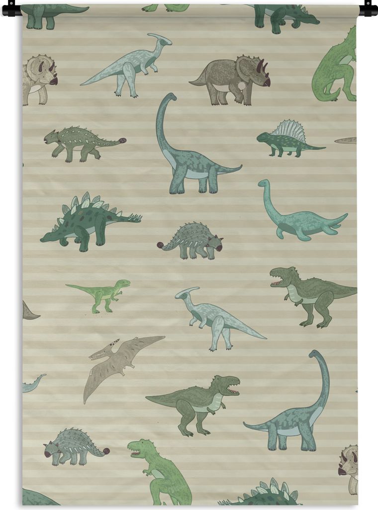 MuchoWow Wandteppich Wandbehang Dinosaurier - Braun - Grün - Jungen - Mädchen - Kinder 60x90 cm Tapisserie Dekoration Wandtuch - Foto-Teppich -...