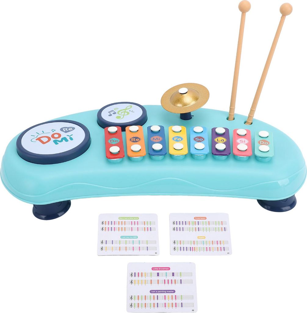 Handklopfendes Klavierspielzeug, tragbares Baby-Frühlern-Pädagogisches Musikinstrument für Kinder, Blau