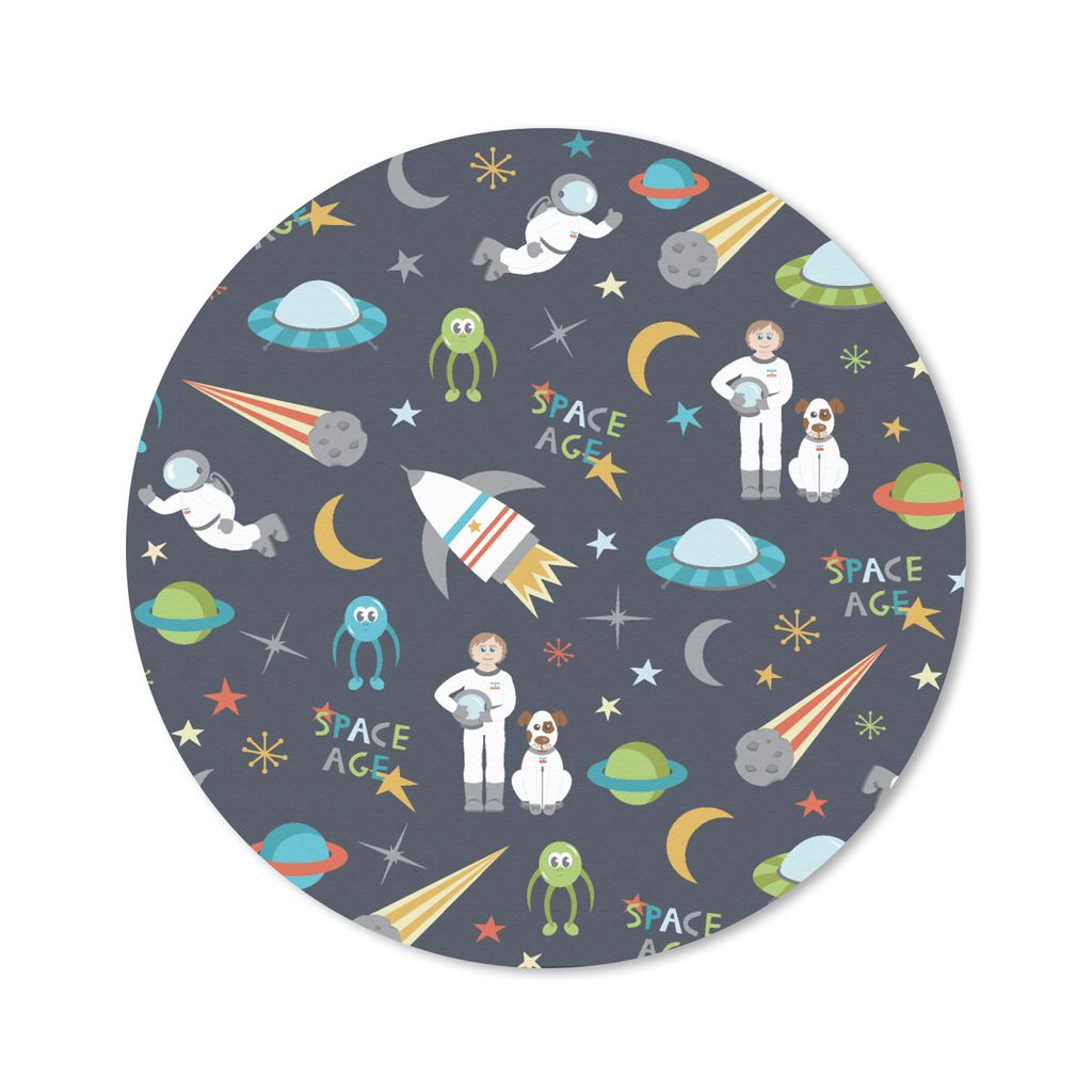 MuchoWow Mauspad Mousepad Astronaut - Ufo - Regenbogen - Muster 30x30 cm - Mousepads - Maus Mat - Pad - Mausunterlage - Tischunterlage - Schreibt...