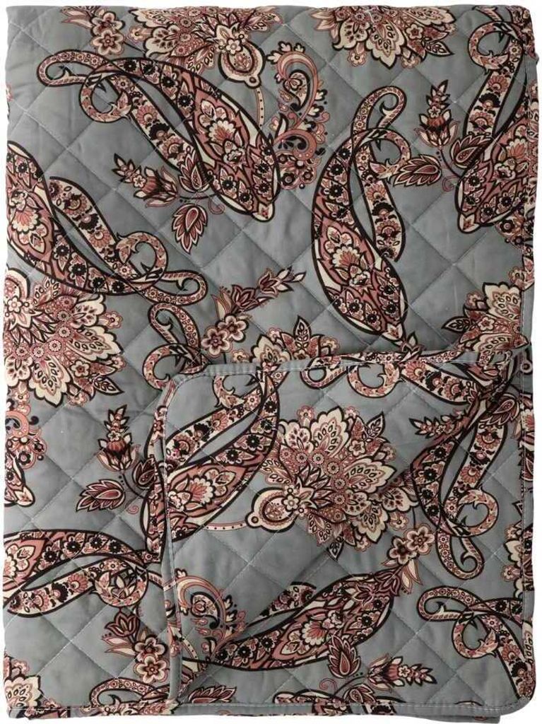 Chic Antique Quilt AIX Opal Taupe mit Paisley Muster 180x130 cm Tagesdecke