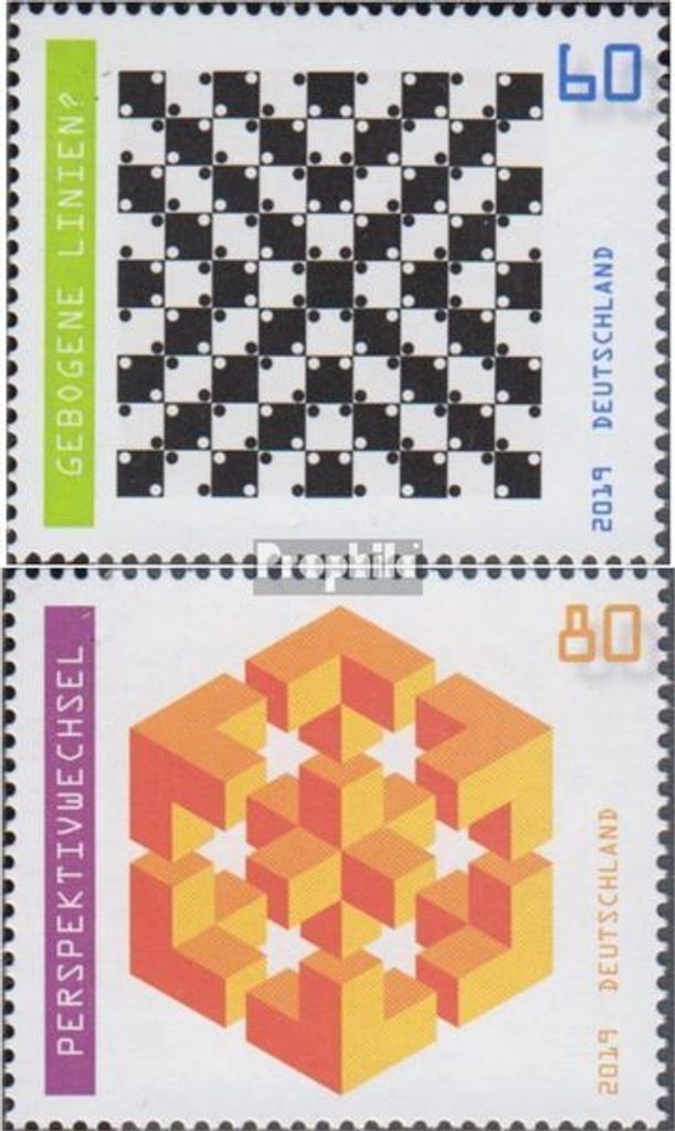 Briefmarken BRD (BR.Deutschland) 2019 Mi 3496-3497 (kompl.Ausg.) postfrisch Optische Täuschungen