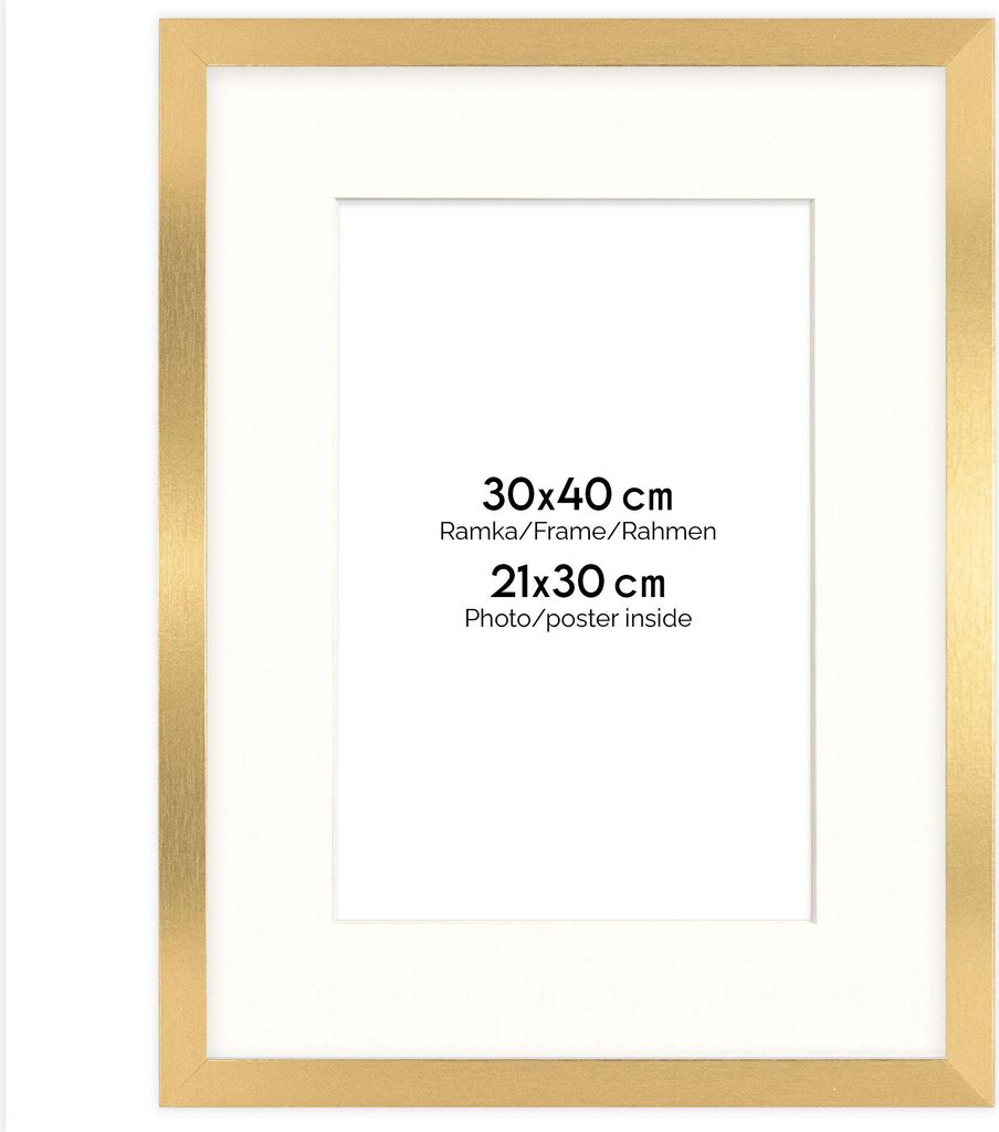 Cornice FRAMAI® 30x40 cm in oro - con passe-partout - Immagine del prodotto 