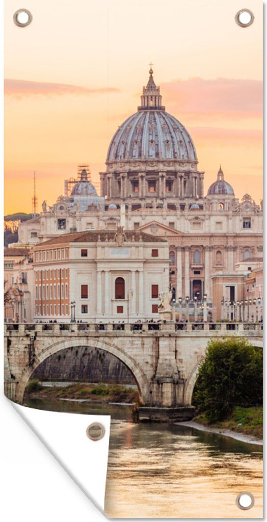 MuchoWow 30x60 cm Outdoor-Poster Gartendeko Sichtschutz Garten Poster für den Garten Italien - Skyline - Rom