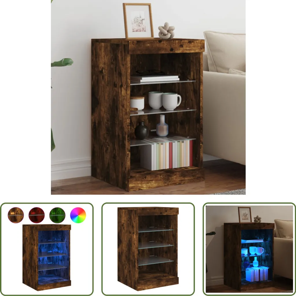 Credenza LED Rovere Fumé 41x37x67 cm | Mobiletto Design Moderno Living