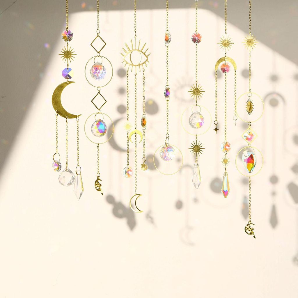 Sonnenfänger aus Kunstkristall, prismatische Windspiele, Regenbogenprismen, hängende Ornamente für Zuhause, Balkon, Gartendekoration