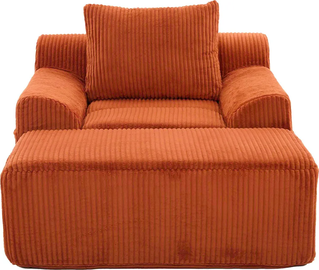 Fauteuil surdimensionné en velours côtelé avec poches latérales, sans montage