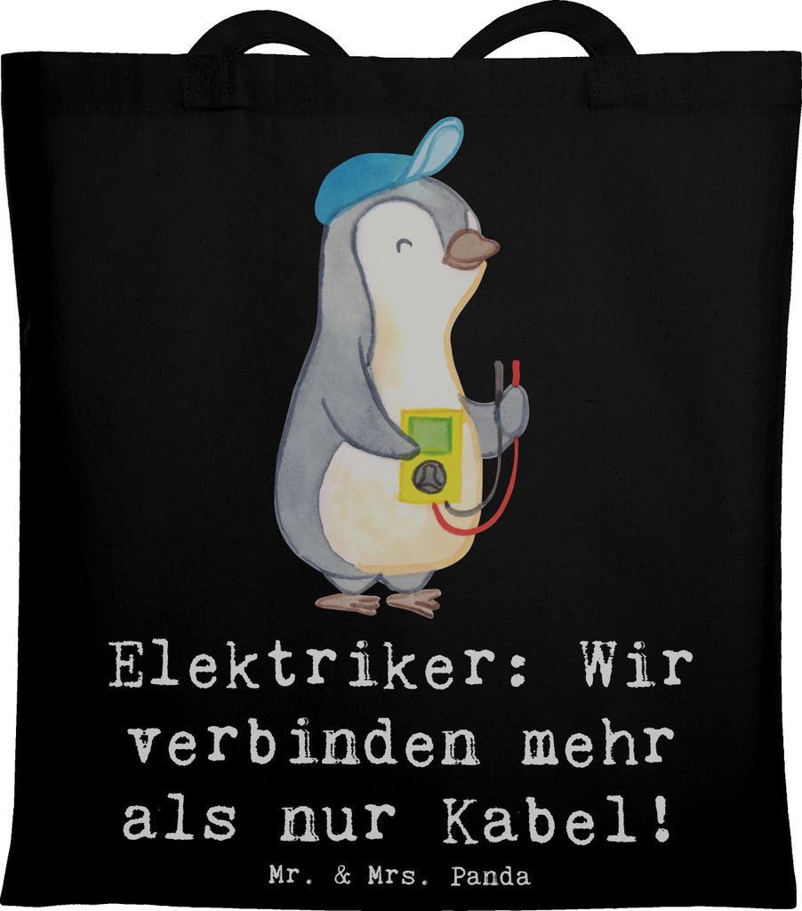 Mr. & Mrs. Panda Schultasche Elektriker Verbindungen - Schwarz - Geschenk, technologische, Tasche, Tragetasche, Büchertasche, Beruf, moderne Gesel...