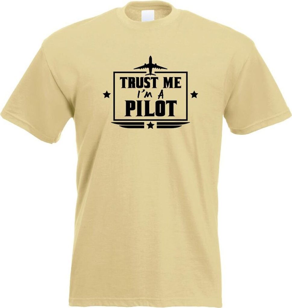 Kiwistar - T-Shirt - Khaki - Trust me, im a Pilot - Flugzeug Motiv Bedruckt Funshirt Design Print - mit Motiv Bedruckt - Funshirt Design - Sport - ...