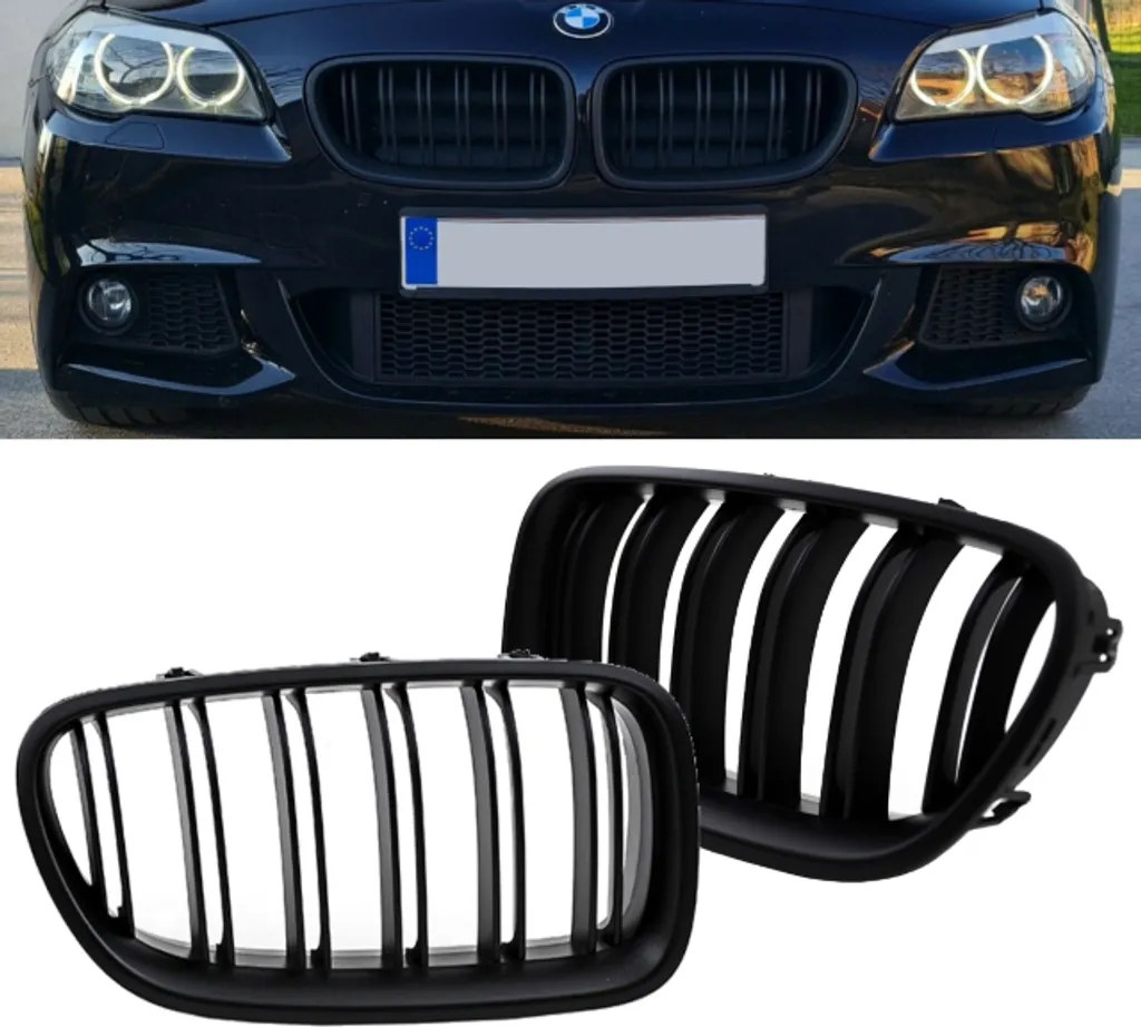 Calandre de Radiateur Noire pour BMW F10 F11 Double Lame Look M5 Sport