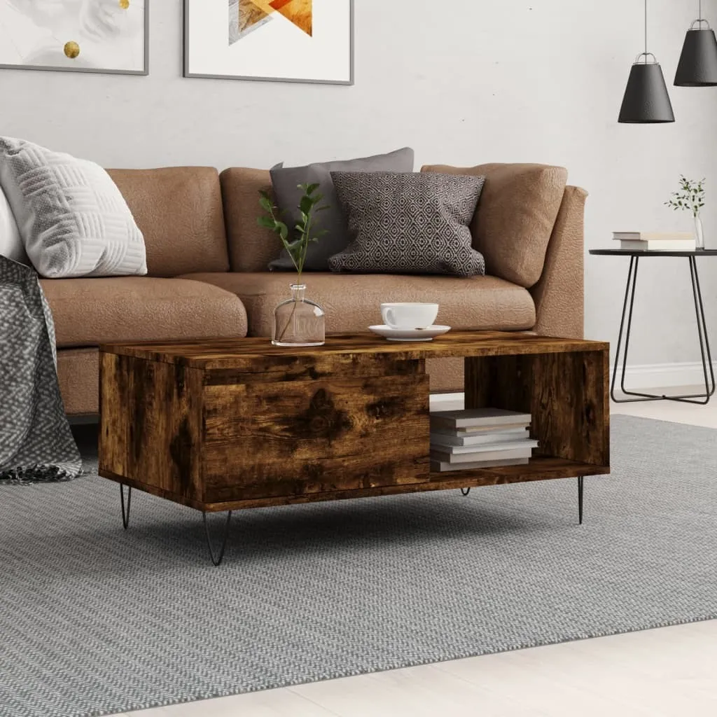 Maison Exclusive - Tavolino in rovere affumicato 90x50x36,5 cm Materiale ligneo