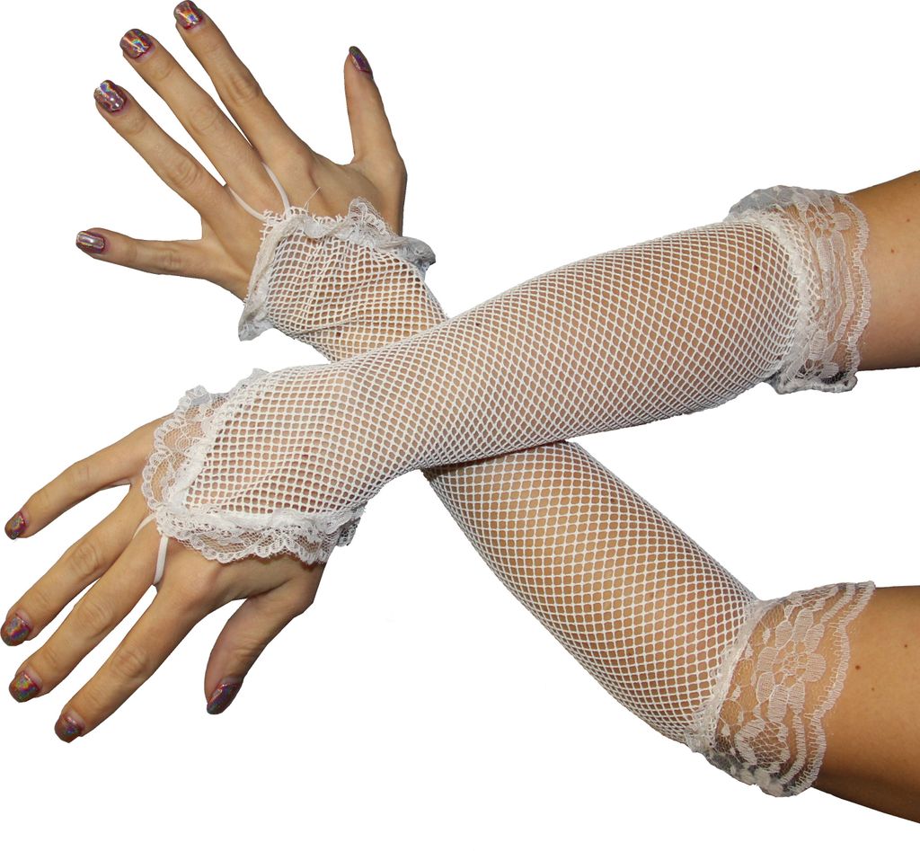 Netzhandschuhe Handschuhe Netz weiß Lang Fingerling Finger Produktbild 