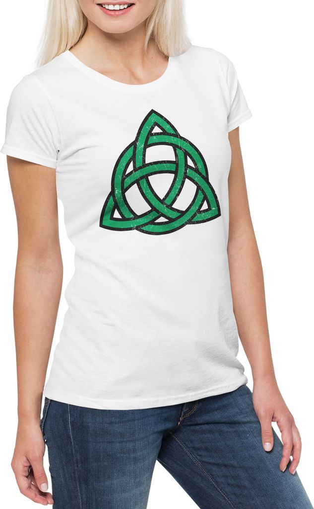 Urban Backwoods Green Celtic Knot, Damen T-Shirt, Farbe: Weiß, Größe: XS