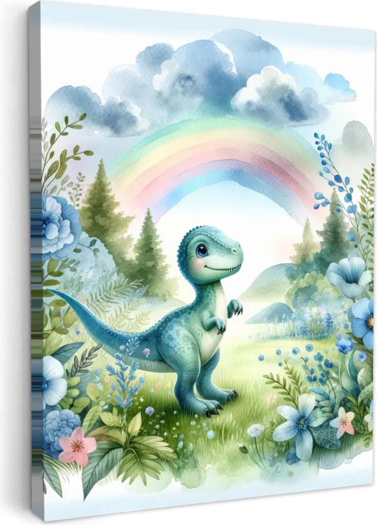 Wanddeko 50x70 cm - Kinder Jungen - Dinosaurier - Baby, Wandbilder, Wanddeko Wohnzimmer, Bild