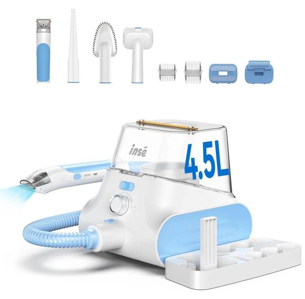 P30 Tierpflege-Staubsauger - Pflegeset - Geräuscharm - Zyklon beutellos - 400 W - 4,5 m Kabel - EU-Stecker - Tierbürste - Weiß