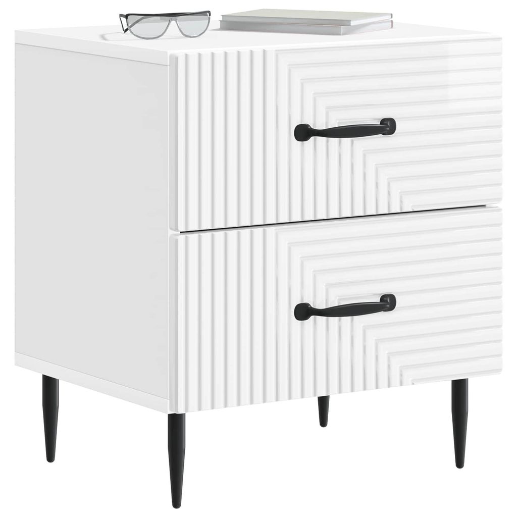 vidaXL Nachttisch 2 pcs Hochglanz Weiß 43 x 34,5 x 47,5 cm