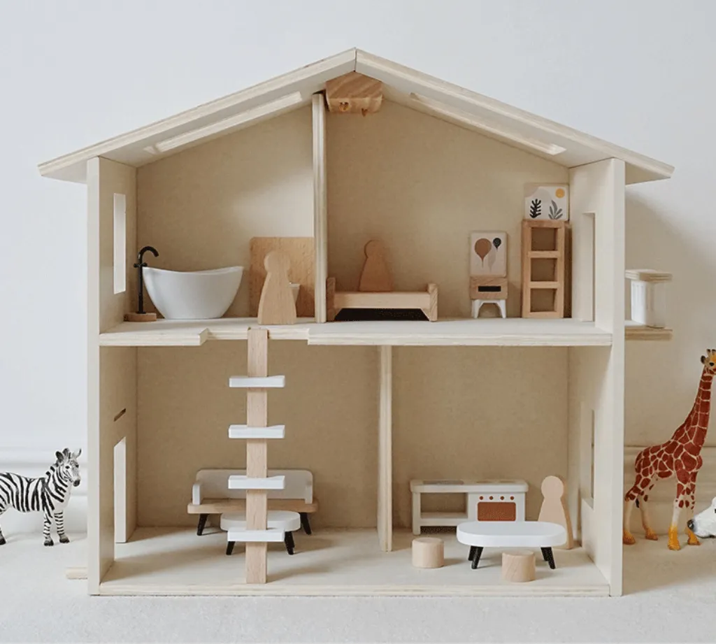 Buxibo Maison de Poupées en Bois avec Meubles et Accessoires Inclus