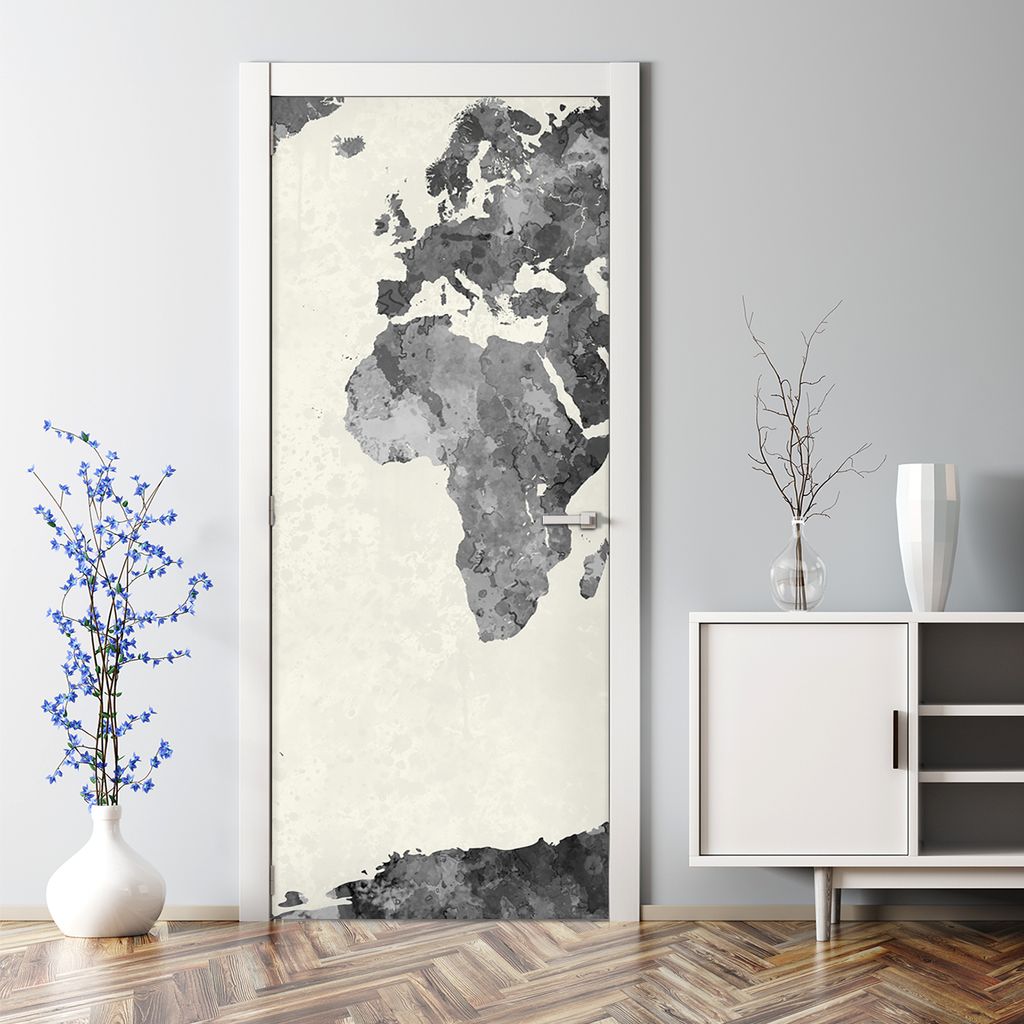 Dekorative Aufkleber selbstklebend Türaufkleber Türposter dekoration Vintage Weltkarte 77 x 200 cm