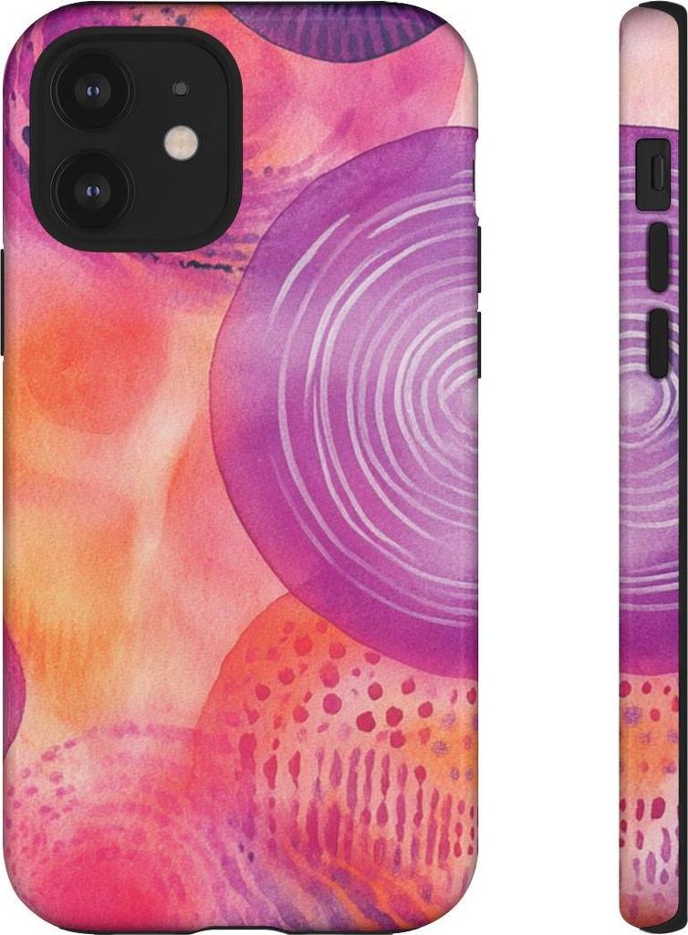 Abstrakte Aquarellkreise in warmen Farbtönen – Hülle Kompatibel mit iPhone 12