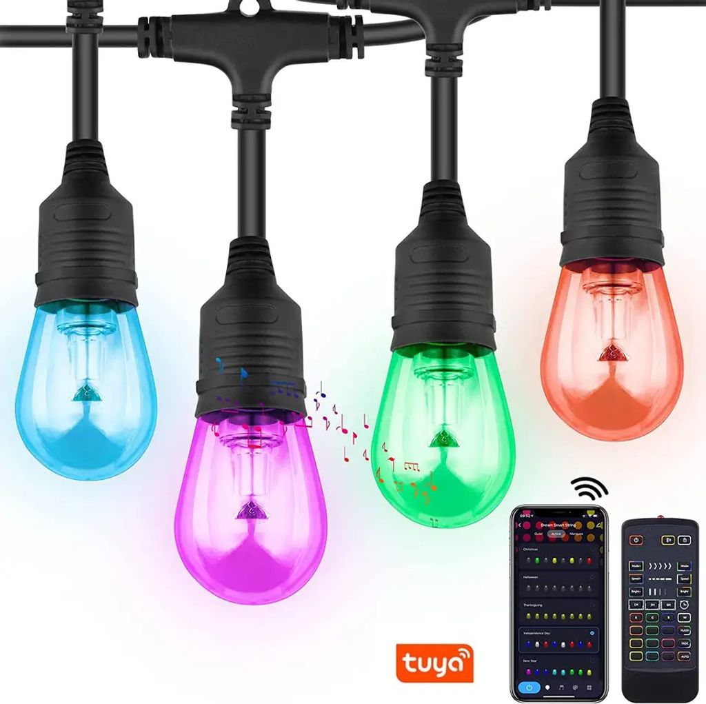 BOT Outdoor smart LED Partykette OSL2 15 Meter Tuya RGBCW WiFi und BT