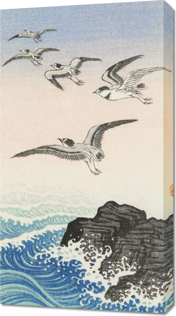 Bild 50x90cm Fünf Möwen 2, Japanischer Koson Vintage für das Wohnzimmer