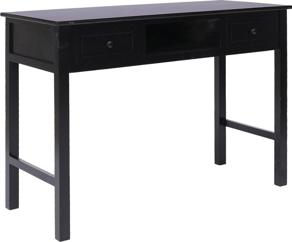 vidaXL Schreibtisch Schwarz 108x45x76 cm Massivholz Paulownia