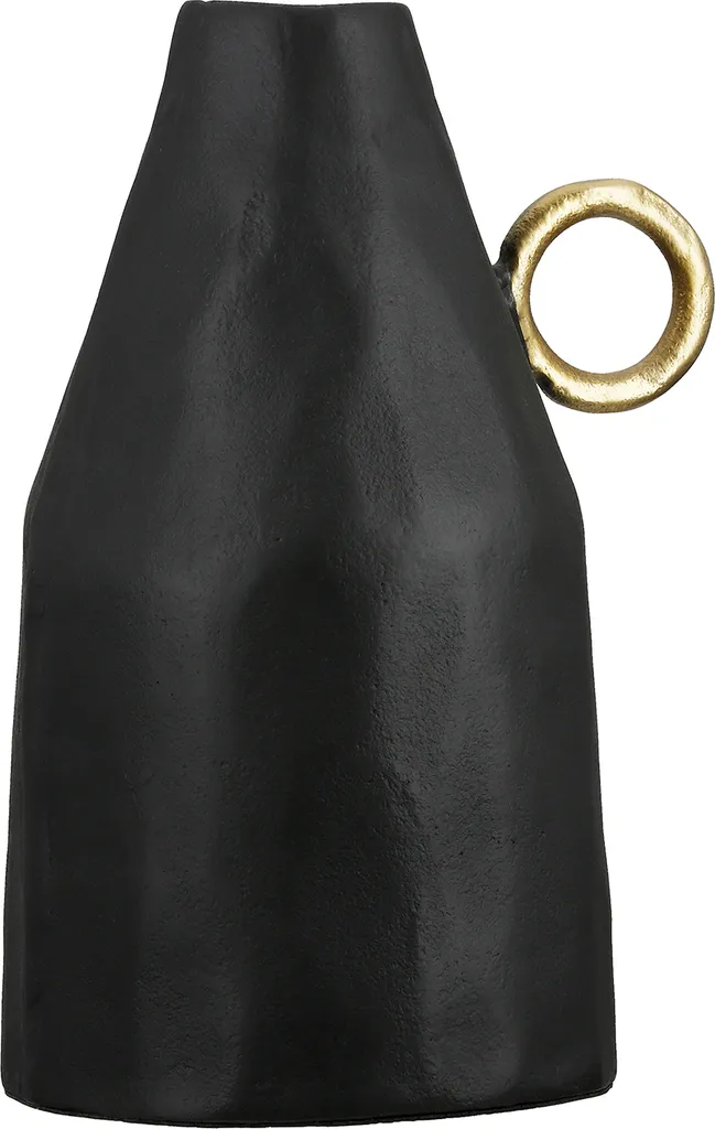 Vase design en aluminium texturé, décoration cubique noire 24 cm