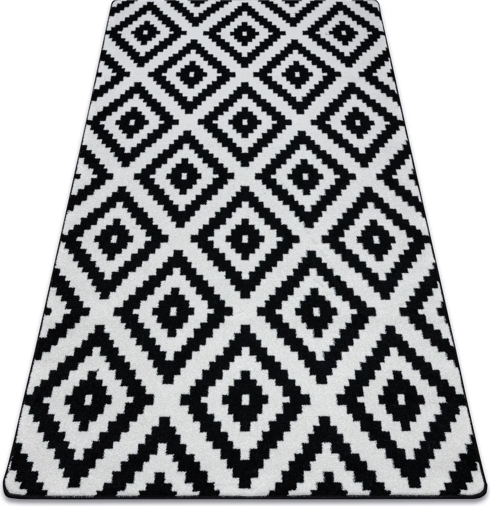 Tapis SKETCH F998 Crème et Blanc - Motif Carreaux Ruta Noir 120x170 cm