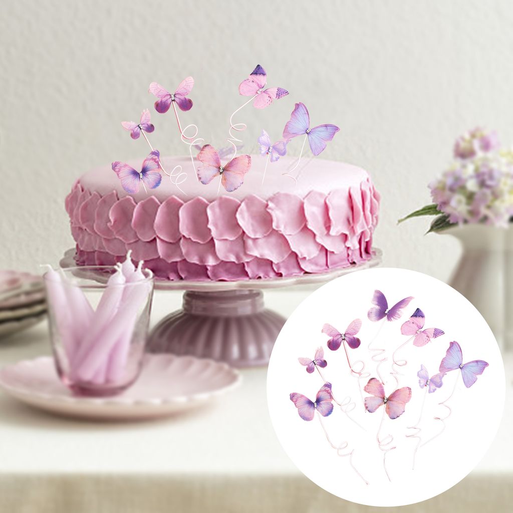101 Stück Schmetterlinge Cake Topper – Lila & Rosa, Mit Goldener Kante, Für Geburtstag & Hochzeit