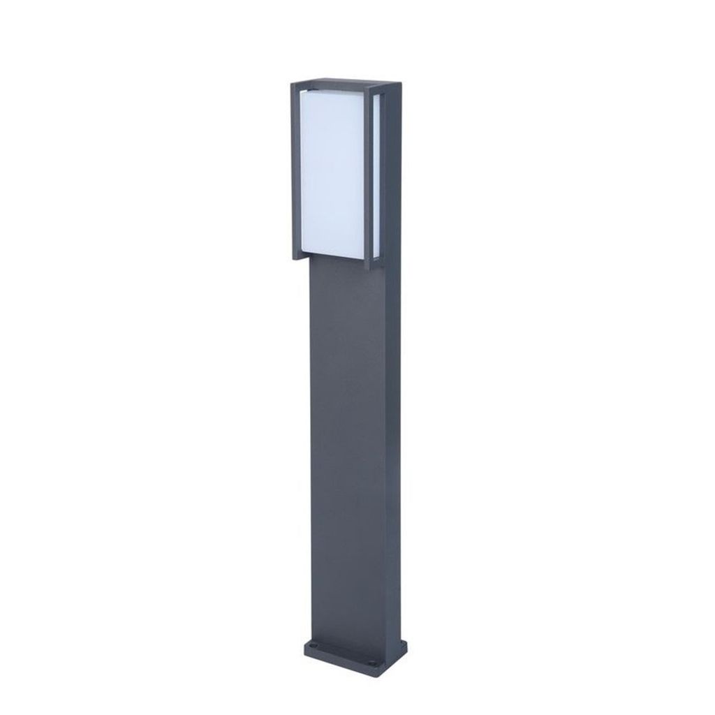 A single dark gray bollard light with a white diffuser is shown against a white background.