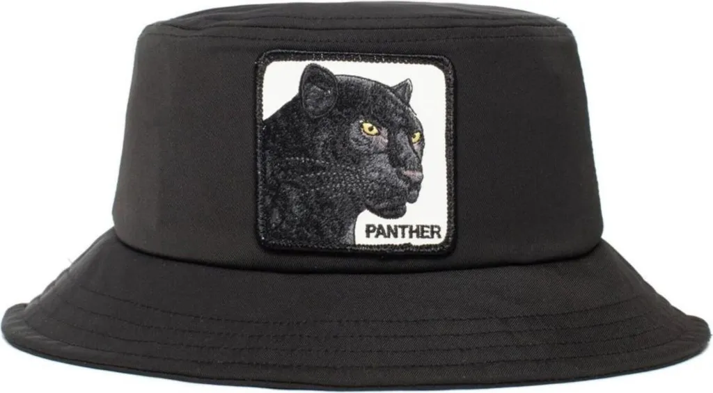 Casquette Goorin Bros Bucktown Panther Noire avec Patch Brodé Haute Qualité
