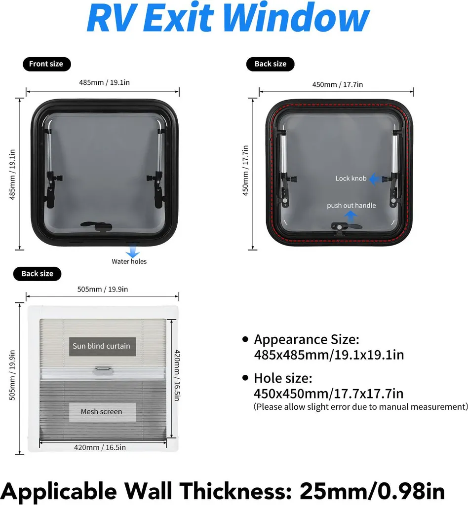 Fenêtre RV extensible double vitrage 457mm avec moustiquaire intégrée - 5
