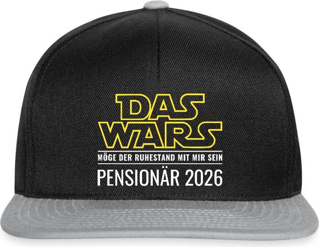 Spreadshirt Pensionär 2026 Das Wars | Möge Ruhestand Mit Dir Sein Snapback Cap, One size, Schwarz/Grau