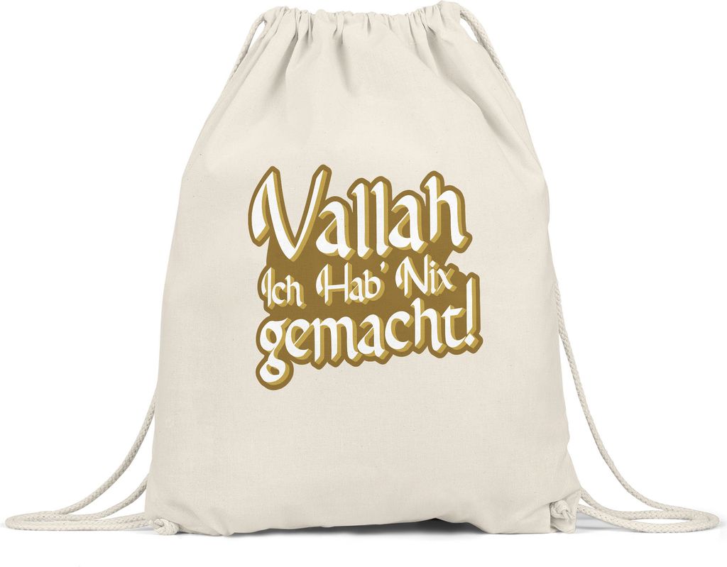 Vallah ich hab nix gemacht Turnbeutel Türkisch Arabisch Lustig Spruch Humor Statement
