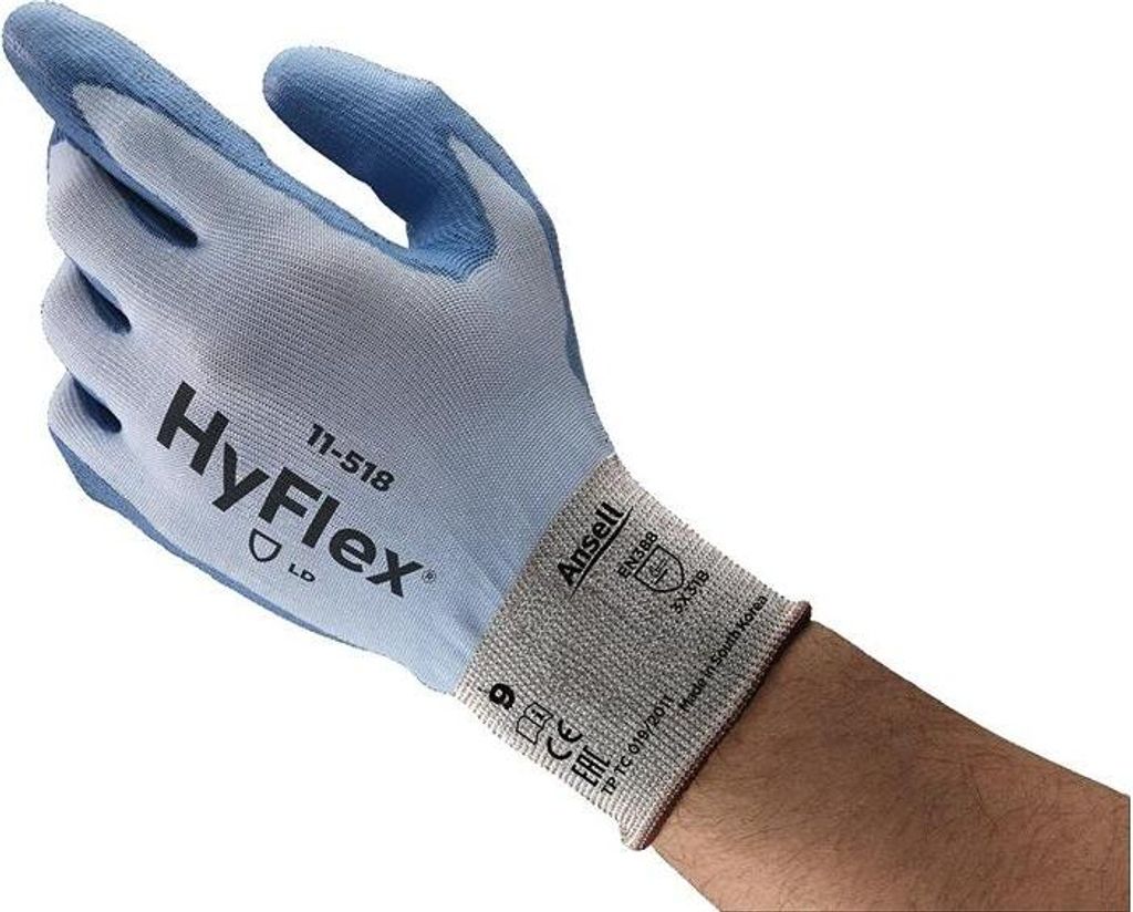 Ansell Handschuh EN388 Kat. II HyFlex 11-518 Gr. 10 Dyneema-Diamond/Elasthan/Nylon m.PU 12 Stk