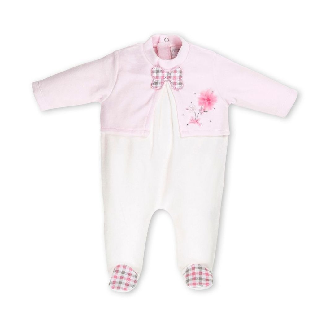 Ellepi Baby Mädchen Chenille Strampler mit angedeuteter Jacke 9M