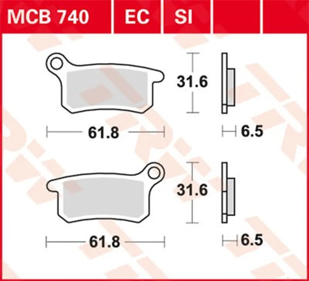 Plaquettes TRW MCB740EC haute durabilité pour CR65 et 65 SX