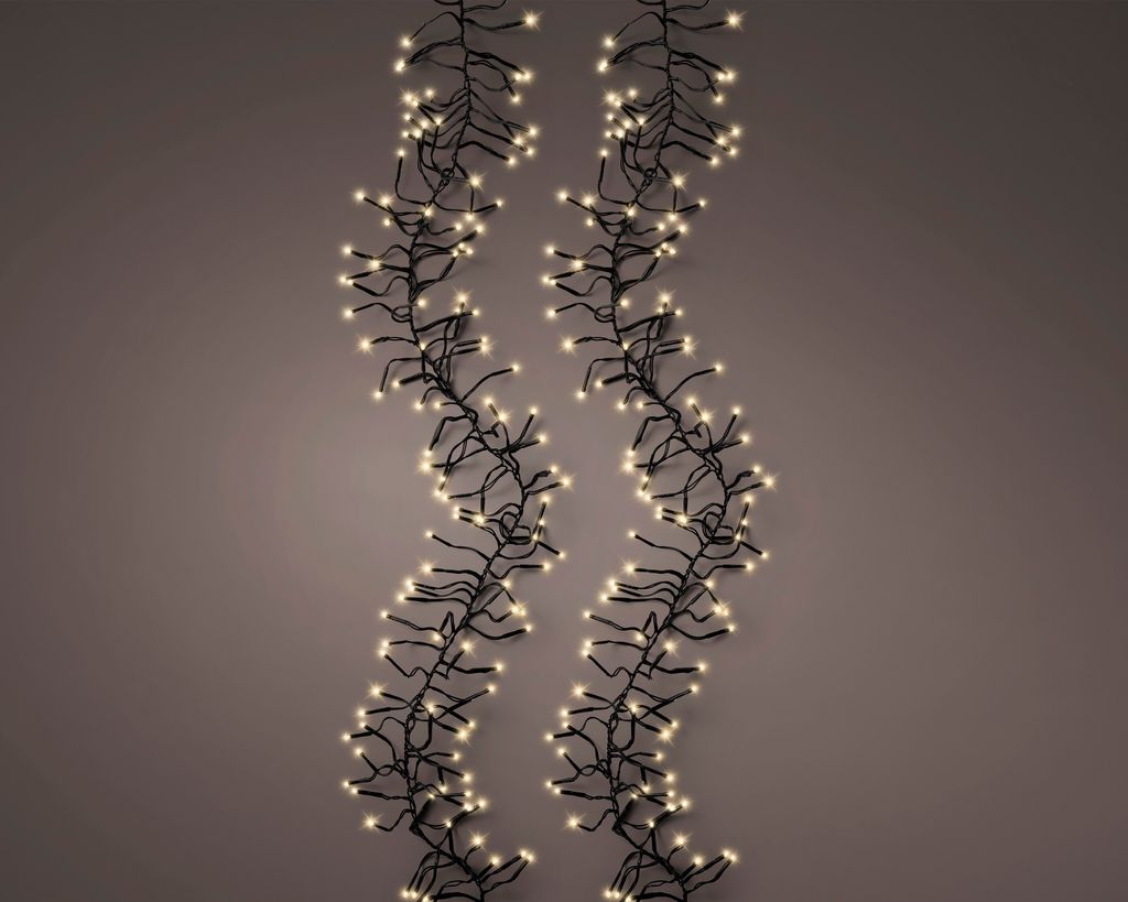 Lumineo Lichterkette CLUSTER 288 LED 2,6 m Soft Gold, schwarzes Kabel