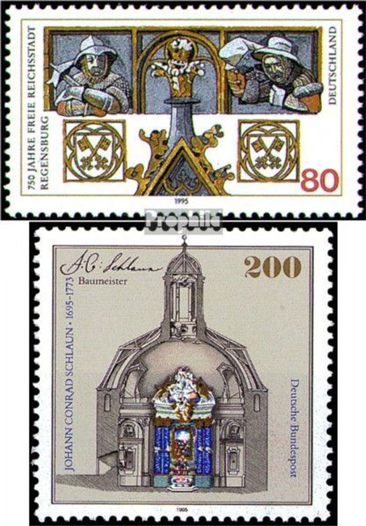 Briefmarken BRD (BR.Deutschland) 1995 Mi 1786,1787 (kompl.Ausg.) gestempelt 750 Jahre Freie Reichsstadt Regensburg
