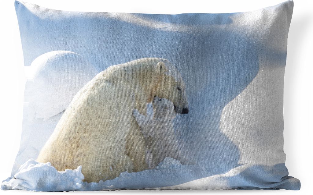 MuchoWow Outdoor Kissen - Eisbär - Tiere - Schnee - 60x40 cm - Wetterfest - Lounge Kissen - Zierkissen - Kissen für Innenräume