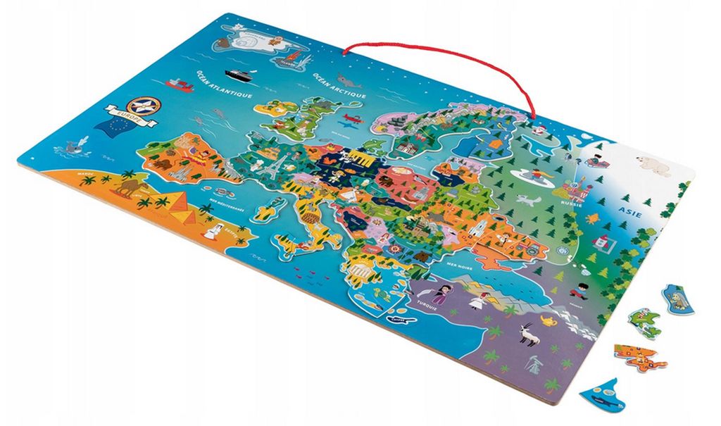Playtive Puzzle Holz Europakarte Lernspiel 95-Teile Landkarte (französisch)
