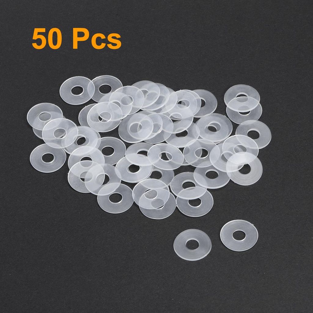 50 Stk. Flache Unterlegscheibe Nylon M6 Dichtung 18mm AD 6mm ID 0,9mm Dicke Klar fš¹r Wasserhahn Rohr Wasserschlauch Isolierung Schrauben